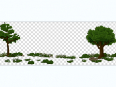 2D横版冒险游戏树木山坡地图场景素材