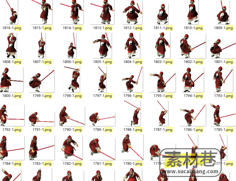 2D八方向持剑棍人物动作序列帧游戏素材