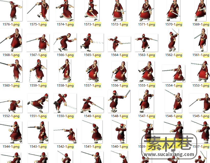 2D八方向持剑棍人物动作序列帧游戏素材