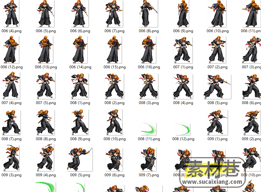 2D横版像素风格武士游戏人物序列帧素材