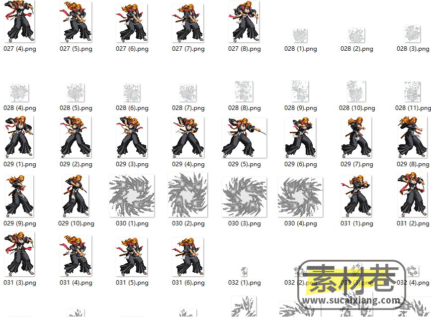 2D横版像素风格武士游戏人物序列帧素材