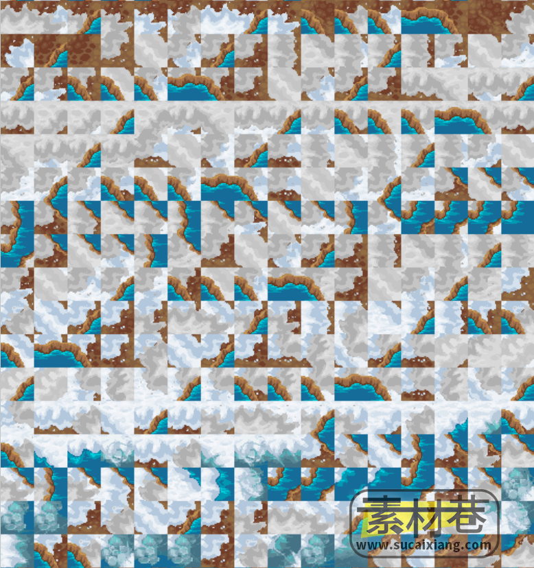 2D像素风格地形瓷砖游戏素材