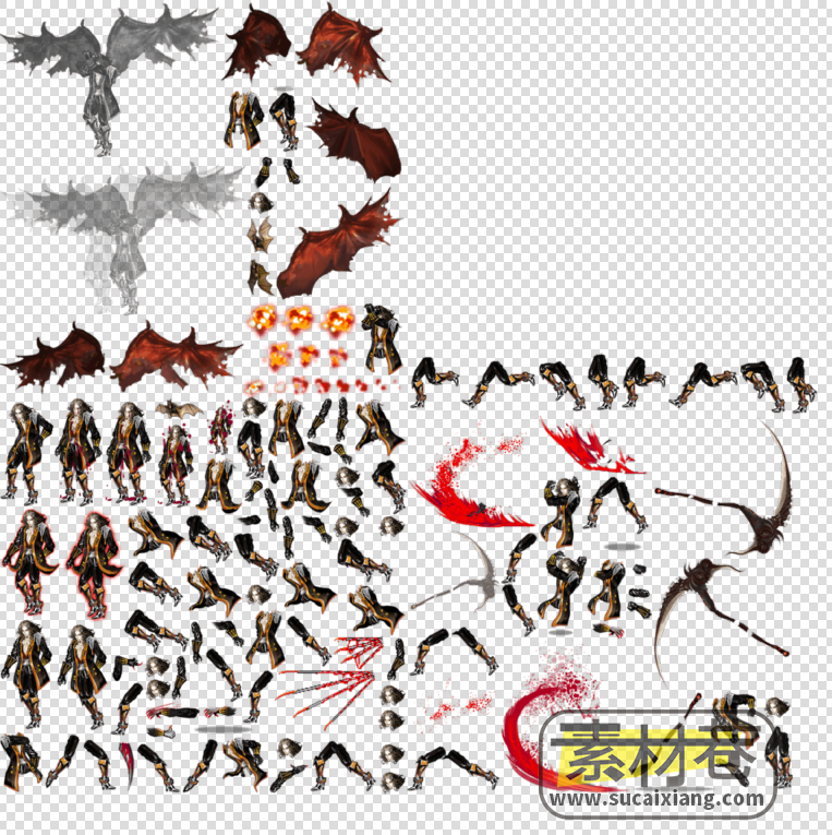2D西方风格横版冒险游戏角色骨骼模块素材