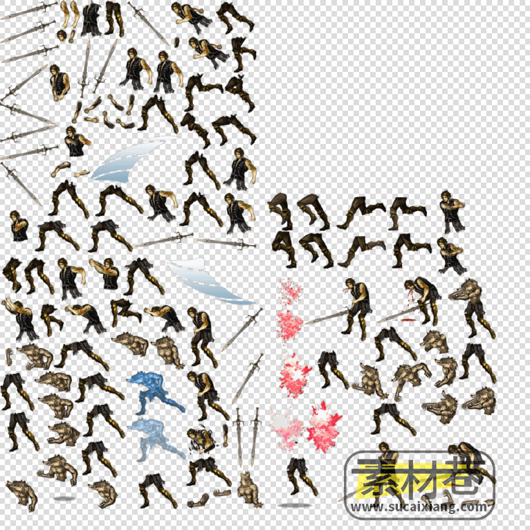 2D西方风格横版冒险游戏角色骨骼模块素材