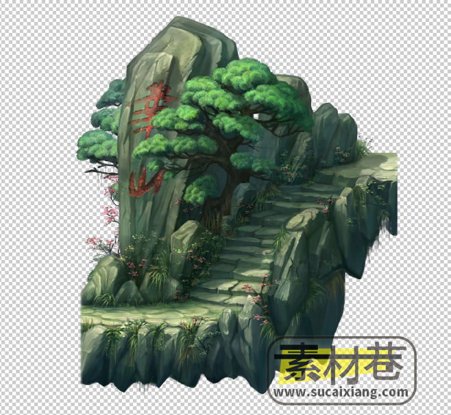 2D树木石台阶游戏素材