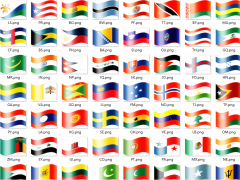 2D不同国家的国旗图标游戏素材