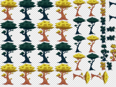 2D艺术风格树木草丛游戏素材