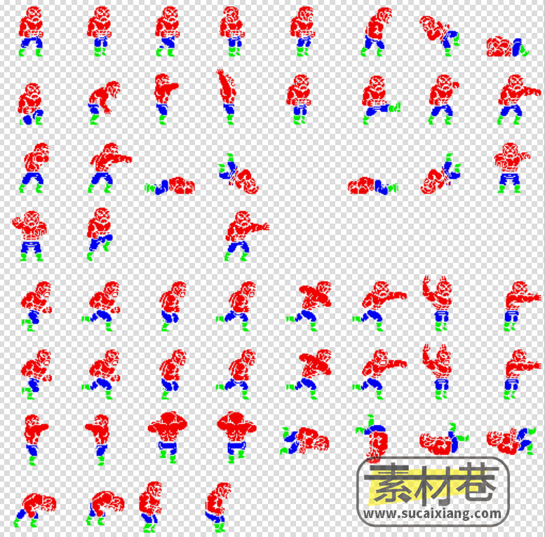 2D类似红白机双截龙的横版动作游戏人物素材