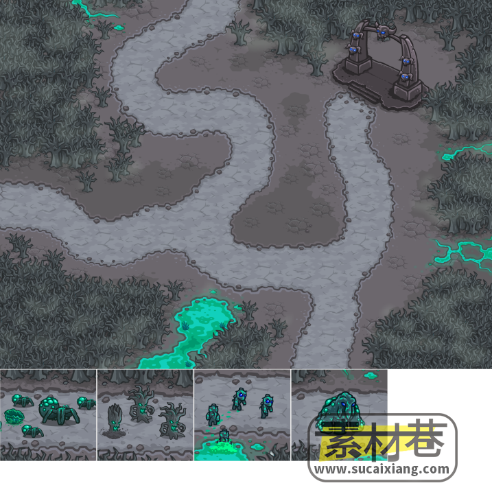 2D塔防游戏地图场景素材