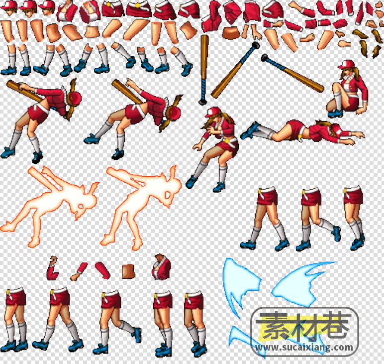 2D横版街机格斗游戏人物角色身体骨骼部件素材