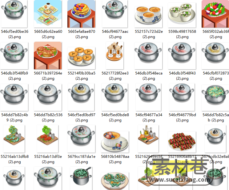 2D各种菜品美食烹饪游戏素材