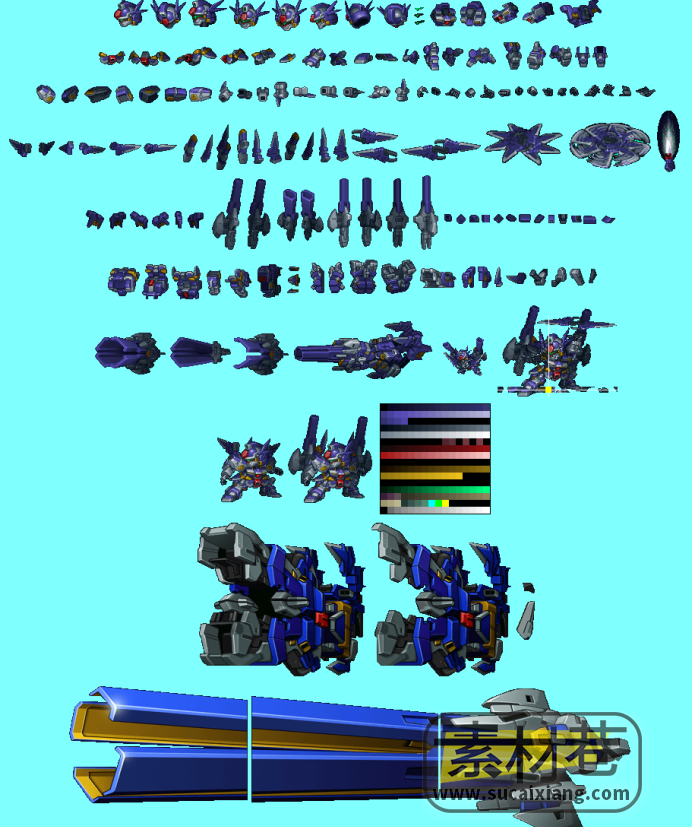 2D变形金刚机甲人骨骼组件游戏素材