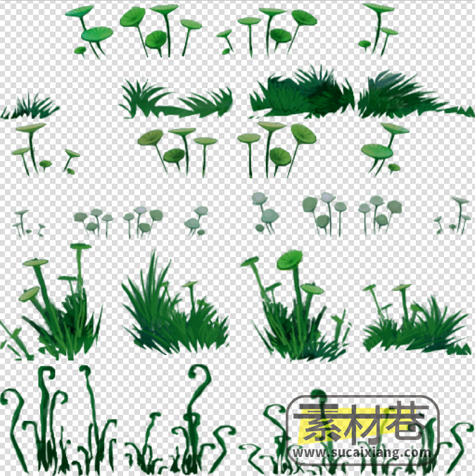 2D手绘风格人物怪物植物建筑游戏素材