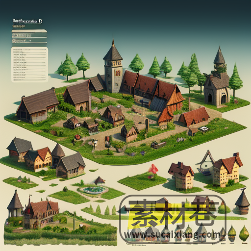 AI中世纪村庄游戏素材